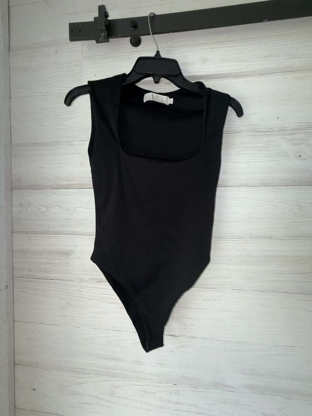 Lizette Collection Sleeveless Square Neck Black Bodysuit (b68)